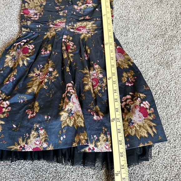 Free People Mesh Sleeveless Floral Dress Navy Blue Size Four 4 - Picture 9 of 11